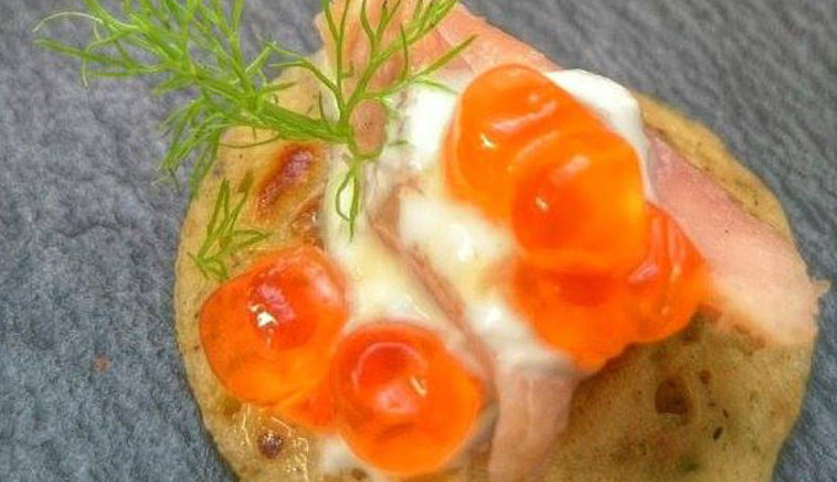 Spiced Blinis with Smoked Fennel Trout
